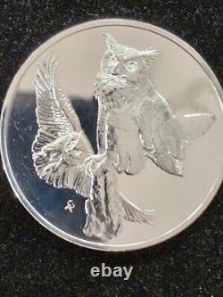 1970 Franklin Mint Roberts Birds. 925 Sterling Silver #1 Great Horned Owls Coin