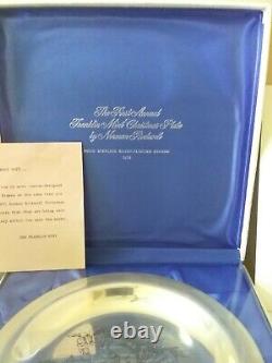 1970 Franklin Mint Sterling 925 Bringing Home the Tree Norman Rockwell Plate NIB