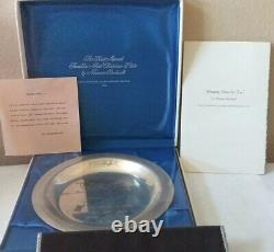 1970 Franklin Mint Sterling 925 Bringing Home the Tree Norman Rockwell Plate NIB