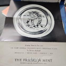 1970 Franklin Mint Sterling Silver Bringing Home Tree by Norman Rockwell