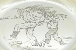 1970 Franklin Mint Sterling Silver Bringing Home the Tree Norman Rockwell Plate