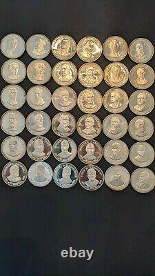 1970 Franklin Mint Sterling Silver Presidential Commemorative Medals 36 Total