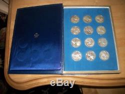 1970 Franklin Mint Treasury of 12 Sterling Silver Zodiac Medals