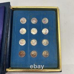 1970 Franklin Mint Treasury of Zodiac Medals Sterling Silver Mini-Coin Proof Set