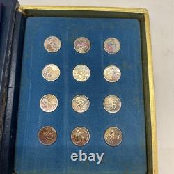 1970 Franklin Mint Treasury of Zodiac Medals Sterling Silver Mini-Coin Proof Set