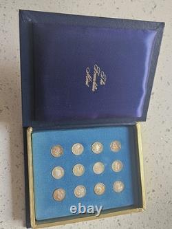 1970 Franklin Mint Treasury of Zodiac Medals Sterling Silver Mini-Coin Proof Set