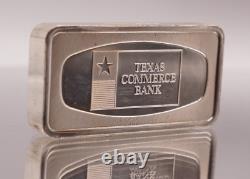 1970 Texas Commerce Bank Franklin Mint 2oz Sterling Silver art bar WOW! C3173