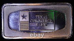 1970 Texas Commerce Bank Franklin Mint 2oz Sterling Silver art bar WOW! C3173