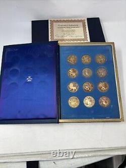 1970 The Franklin Mint Treasury Of Zodiac Sterling Silver Medals