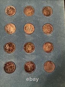 1970 The Franklin Mint Treasury Of Zodiac Sterling Silver Medals
