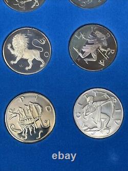 1970 The Franklin Mint Treasury Of Zodiac Sterling Silver Medals