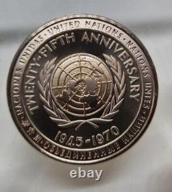 1970 United Nations 25th Anniversary Medal Coin 1oz. 925 Fine Sterling Silver