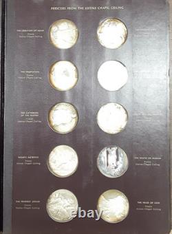 1970's Franklin Mint. 925 Silver Proof Medals Genius of Michaelangelo in Binder
