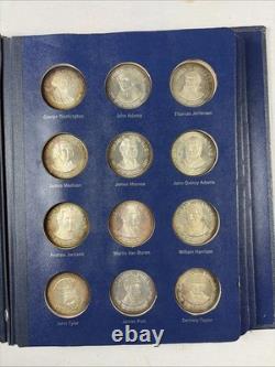 1970s FRANKLIN MINT COLLECTION of 36 PRESIDENT STERLING SILVER COINS in Binder