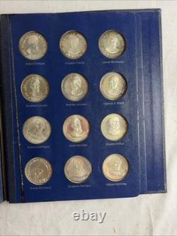 1970s FRANKLIN MINT COLLECTION of 36 PRESIDENT STERLING SILVER COINS in Binder