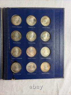 1970s FRANKLIN MINT COLLECTION of 36 PRESIDENT STERLING SILVER COINS in Binder