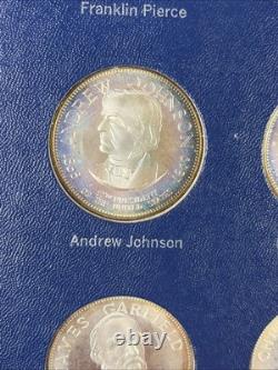 1970s FRANKLIN MINT COLLECTION of 36 PRESIDENT STERLING SILVER COINS in Binder