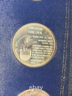 1970s FRANKLIN MINT COLLECTION of 36 PRESIDENT STERLING SILVER COINS in Binder