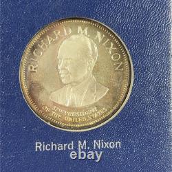 1970s FRANKLIN MINT COLLECTION of 36 PRESIDENT STERLING SILVER COINS in Binder