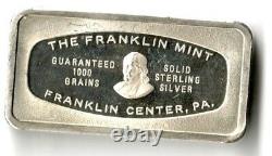 1971-74 FRANKLIN MINT U. S. BANK COLLECTION, 1000 GRAINS. 925 STERLING (5 bars)