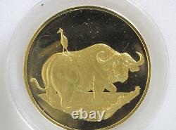 1971 African Buffalo Gold Plated Sterling Silver Medal Franklin Mint D8144
