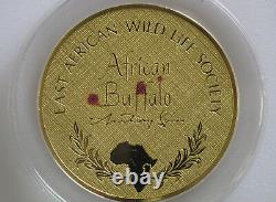 1971 African Buffalo Gold Plated Sterling Silver Medal Franklin Mint D8144