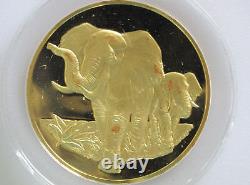 1971 Elephants Gold Plated Sterling Silver Medal Franklin Mint D8156