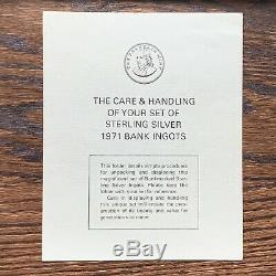 1971 Franklin Mint 50 Bankmarked Sterling Silver Ingot Set Wooden Case