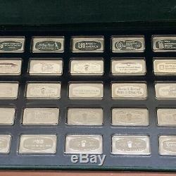 1971 Franklin Mint 50 Bankmarked Sterling Silver Ingot Set Wooden Case