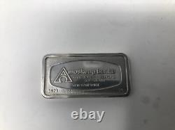1971 Franklin Mint Amoskeag Banks 1000 Grains Solid Sterling Silver Bar
