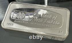 1971 Franklin Mint BANK OF NORTH DAKOTA Bismarck STERLING 2 oz SILVER Bar INGOT