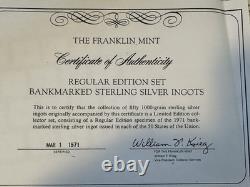 1971 Franklin Mint BANK OF NORTH DAKOTA Bismarck STERLING 2 oz SILVER Bar INGOT