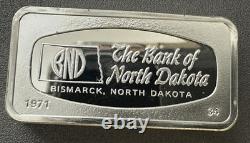 1971 Franklin Mint BANK OF NORTH DAKOTA Bismarck STERLING 2 oz SILVER Bar INGOT