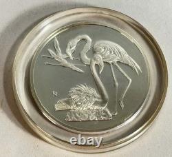 1971 Franklin Mint Robert Bird Greater Flamingo 2 oz Sterling Silver Proof Medal