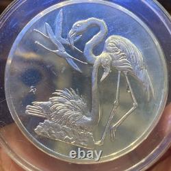 1971 Franklin Mint Robert Bird Greater Flamingo 2ozt Sterling Silver Proof Medal