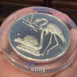 1971 Franklin Mint Robert Bird Greater Flamingo 2ozt Sterling Silver Proof Medal