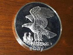 1971 Franklin Mint Robert Birds BALD EAGLES 2 Ounce Sterling Silver Proof Medal