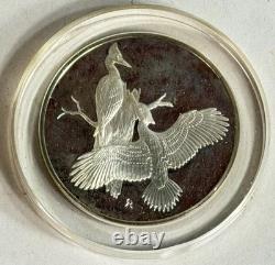1971 Franklin Mint Roberts Bird No 13 Pileated Woodpeckers 2oz Sterling Silver