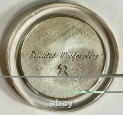 1971 Franklin Mint Roberts Bird No 13 Pileated Woodpeckers 2oz Sterling Silver