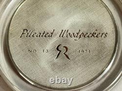 1971 Franklin Mint Roberts Bird No 13 Pileated Woodpeckers 2oz Sterling Silver