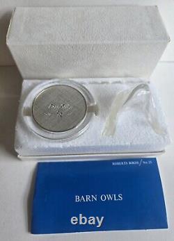 1971 Franklin Mint Roberts Birds. 925 2oz Silver Barn Owls Medal Case Stand Box