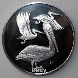 1971 PELICANS Roberts Birds 2oz 925 Sterling SILVER Round Franklin Mint No. 22