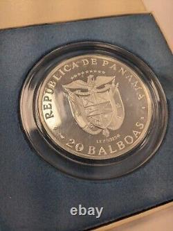 1971 Republic of Panama 20 Balboas Sterling Silver Proof Coin Franklin Mint COA