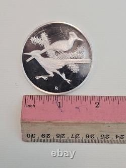 1971 Roadrunner 2oz Solid Sterling Silver Medal Franklin Mint Roberts Birds