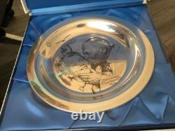 1971 Under The Mistletoe by Norman Rockwell, Sterling Plate Franklin Mint BOXED