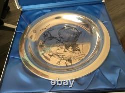 1971 Under The Mistletoe by Norman Rockwell, Sterling Plate Franklin Mint BOXED