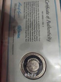 1972-5 sterling Silver United Nations Commemorative Medals