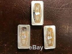 1972-73-74 franklin mint, 2.1 oz silver bars total, 6.3 troy oz, sterling silver