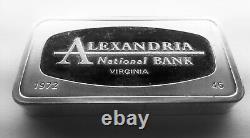 1972 Alexandria Nat Bank Virginia FRANKLIN MINT 2oz+ Sterling Silver Ingot Bar