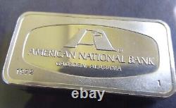 1972 FRANKLIN MINT American Nat Bank Gadsden AL 2oz+ Sterling Silver Ingot Bar